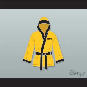 Rocky Italian Stallion Yellow Satin Half Boxing Robe with Hood