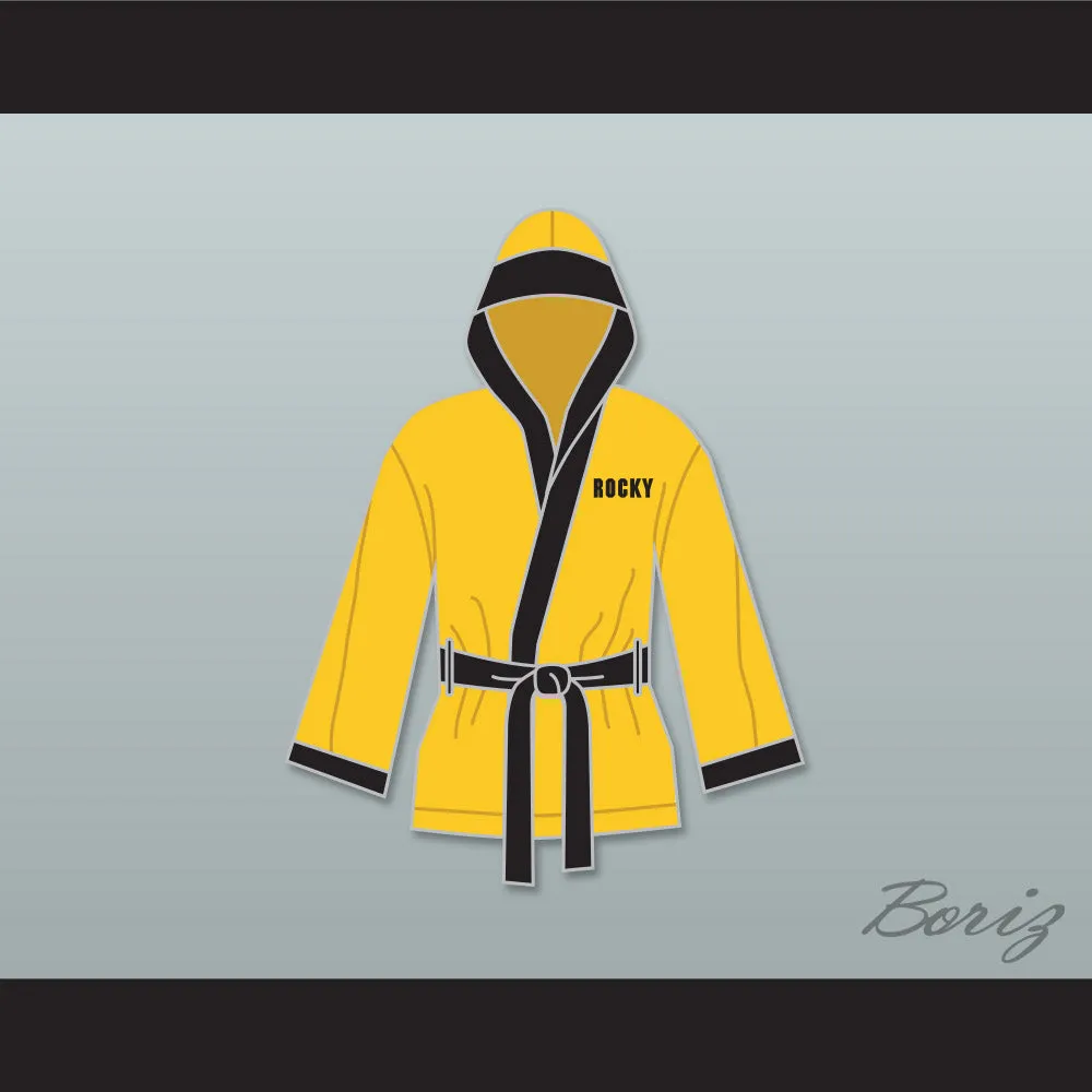 Rocky Italian Stallion Yellow Satin Half Boxing Robe with Hood