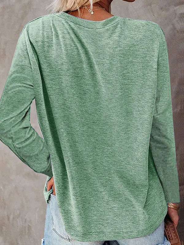Round Neck Pocket Split T-shirt