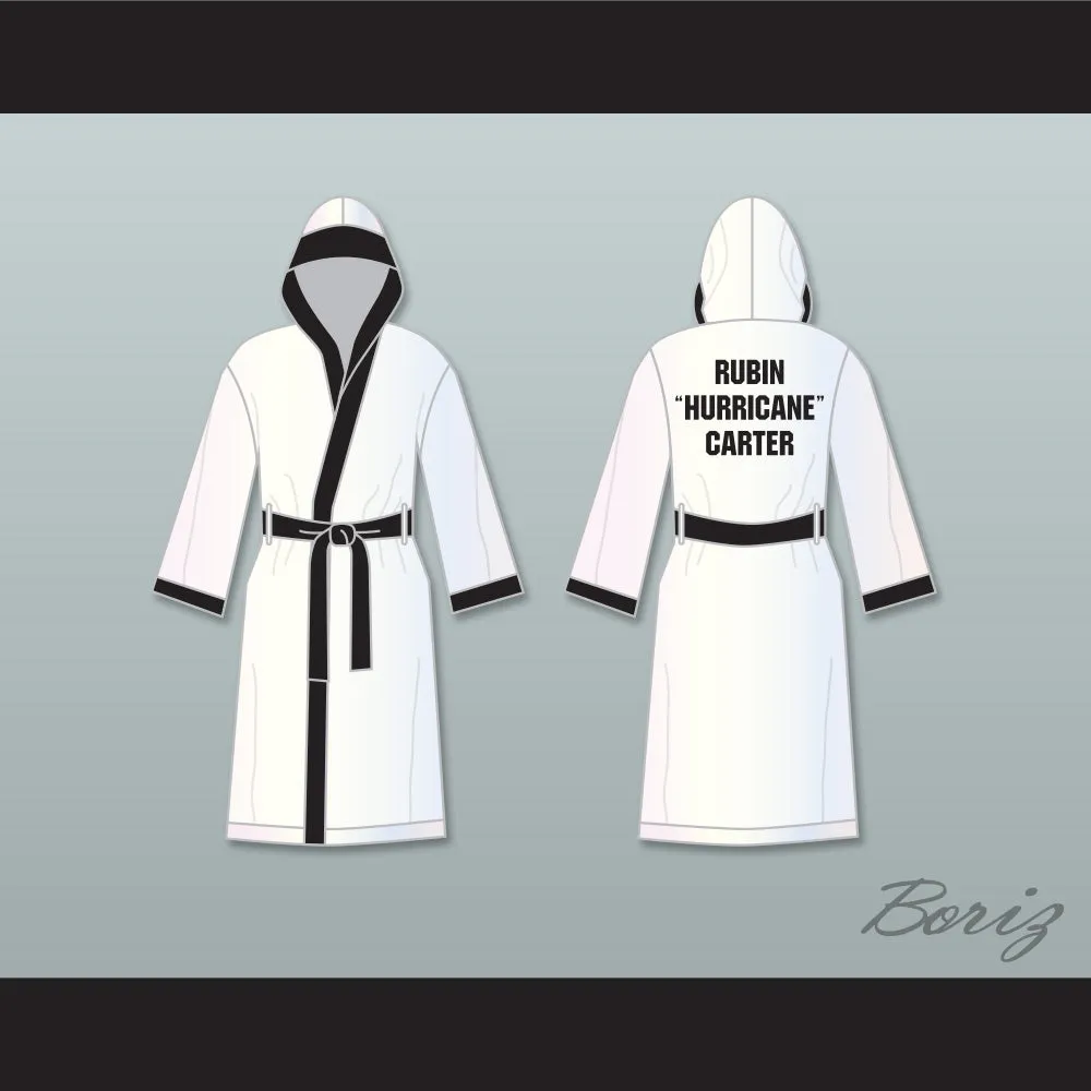 Rubin 'Hurricane' Carter White Satin Full Boxing Robe with Hood