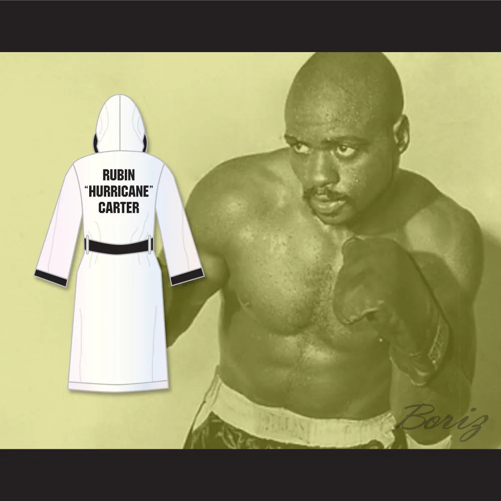 Rubin 'Hurricane' Carter White Satin Full Boxing Robe with Hood