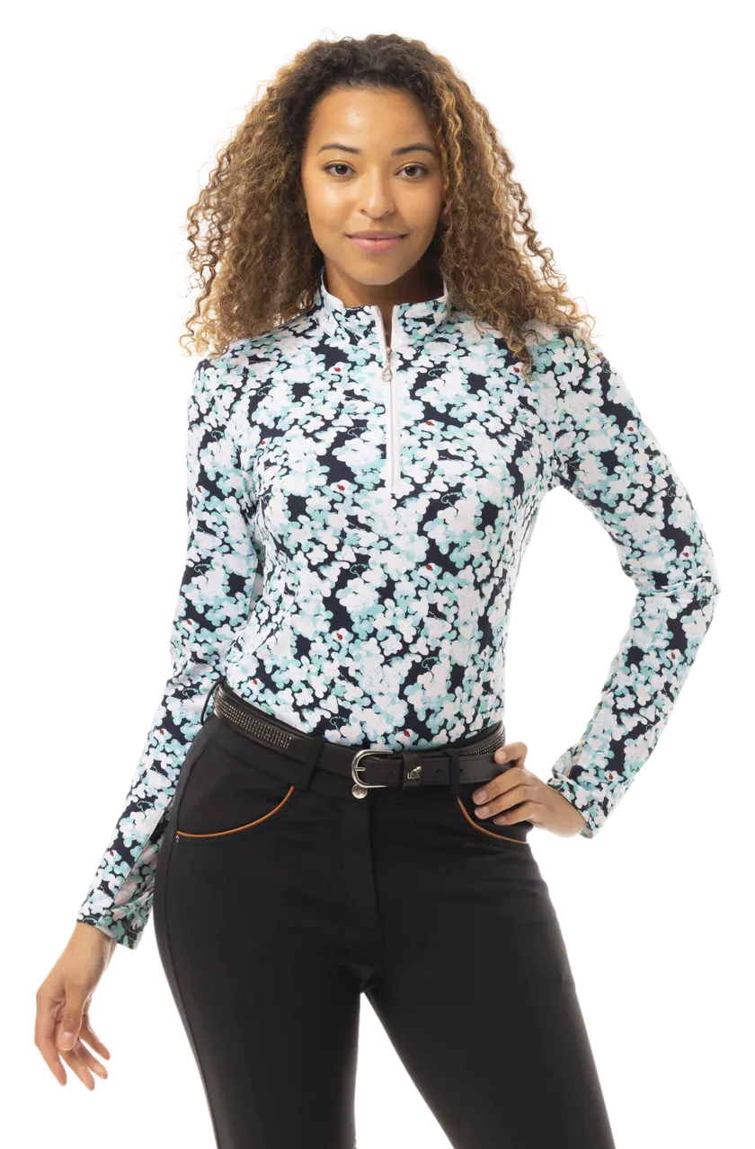 SanSoleil   SolTek  Lux L/S  Print Mock 900621- LUCKY CHARM