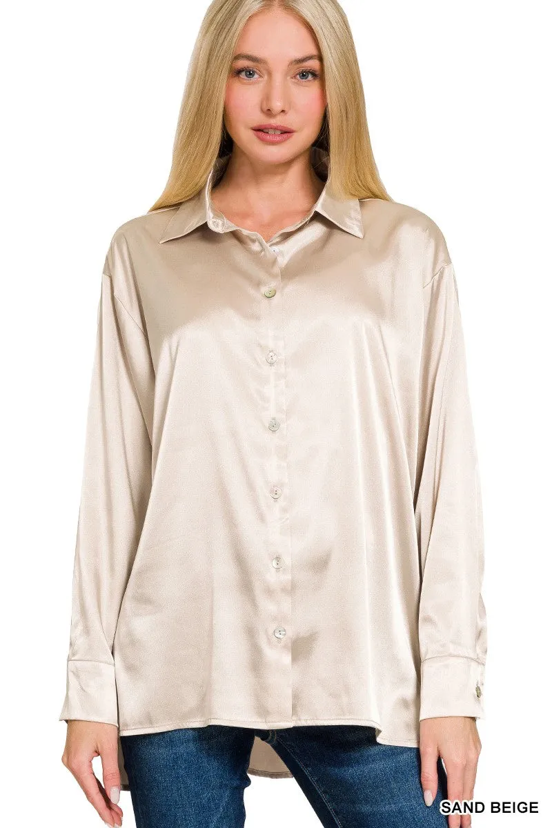 Satin Button Down Shirts - Fall