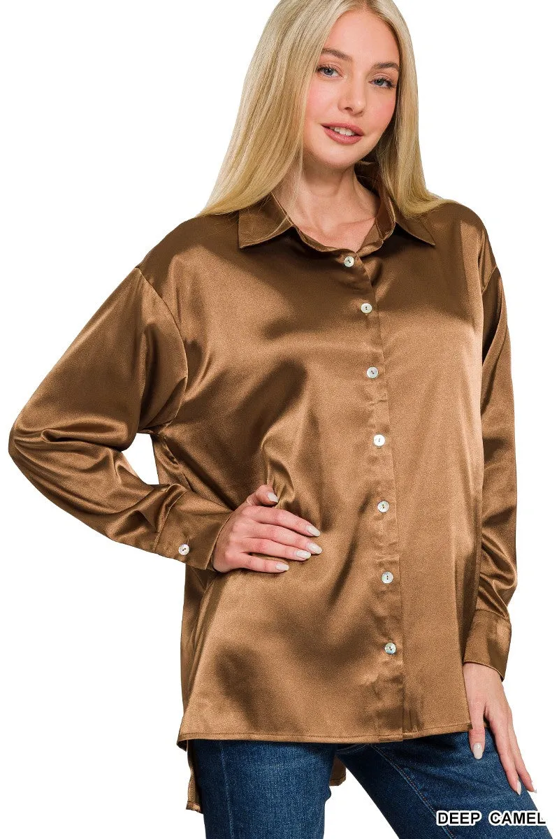 Satin Button Down Shirts - Fall
