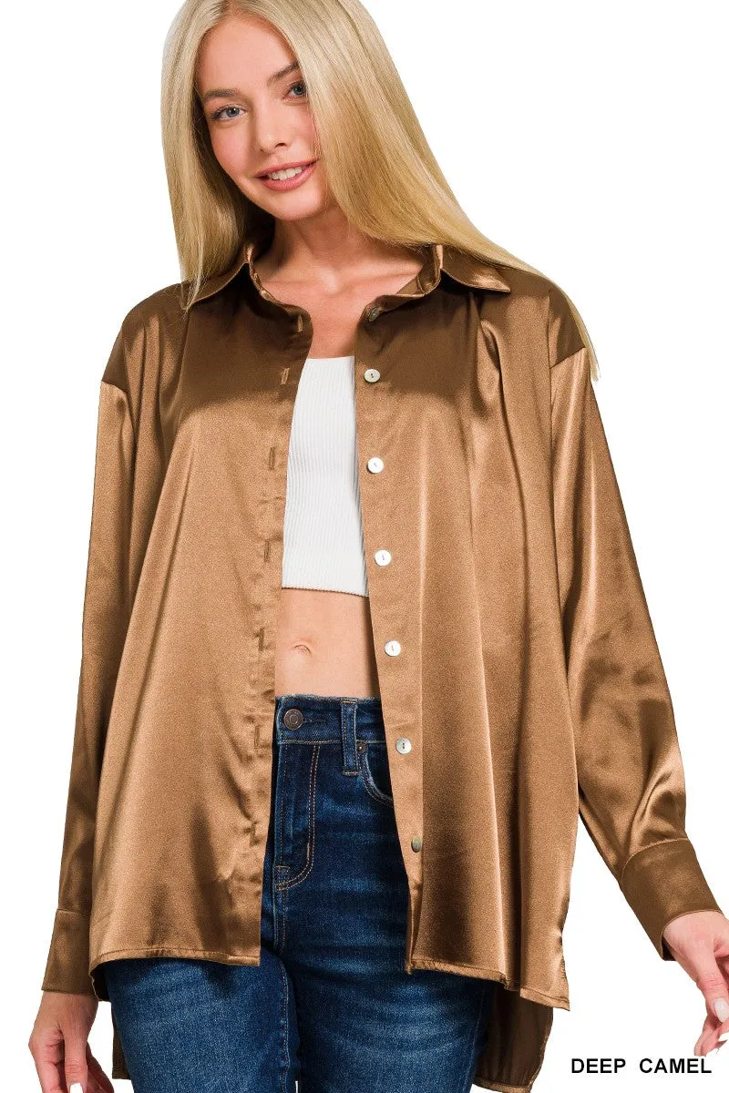 Satin Button Down Shirts - Fall