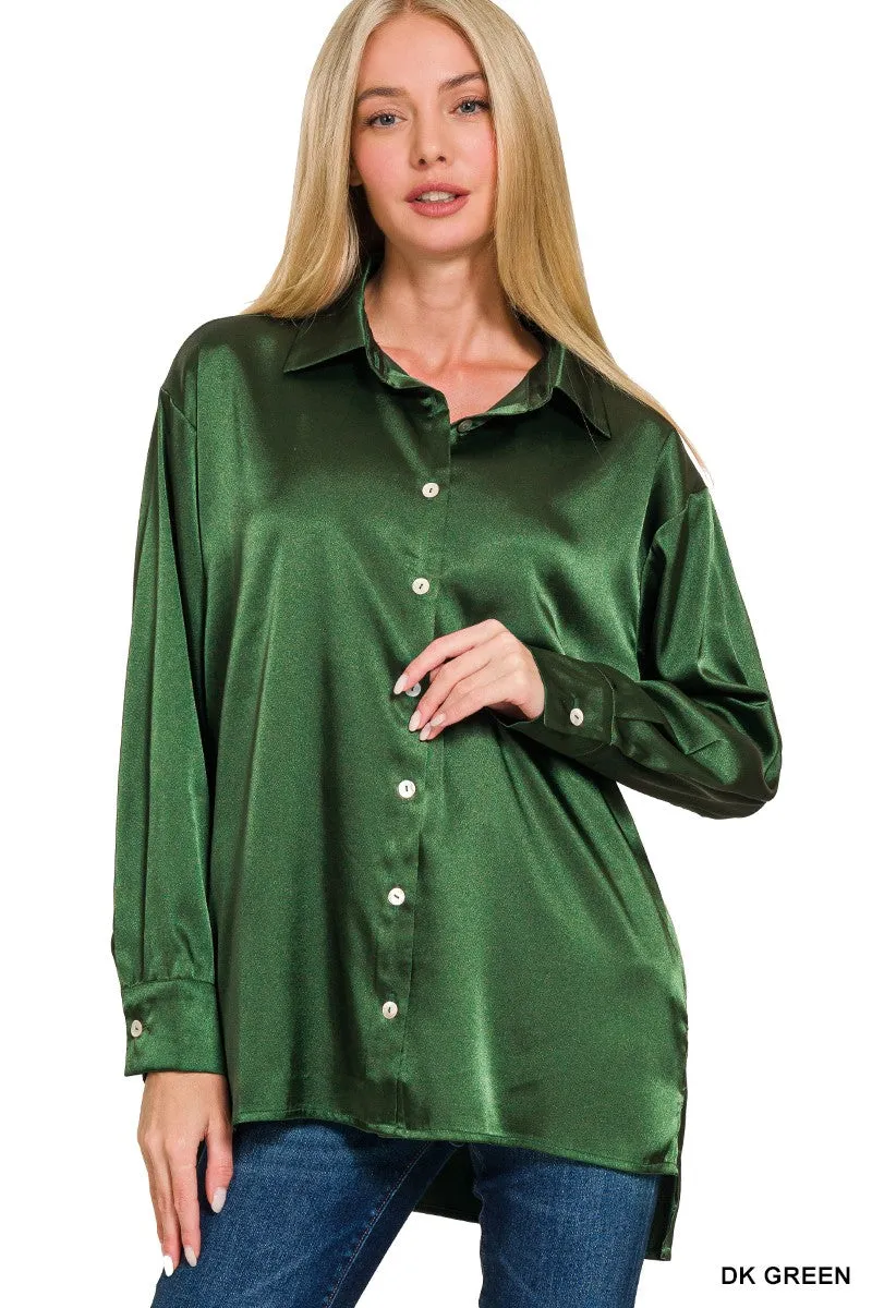 Satin Button Down Shirts - Fall
