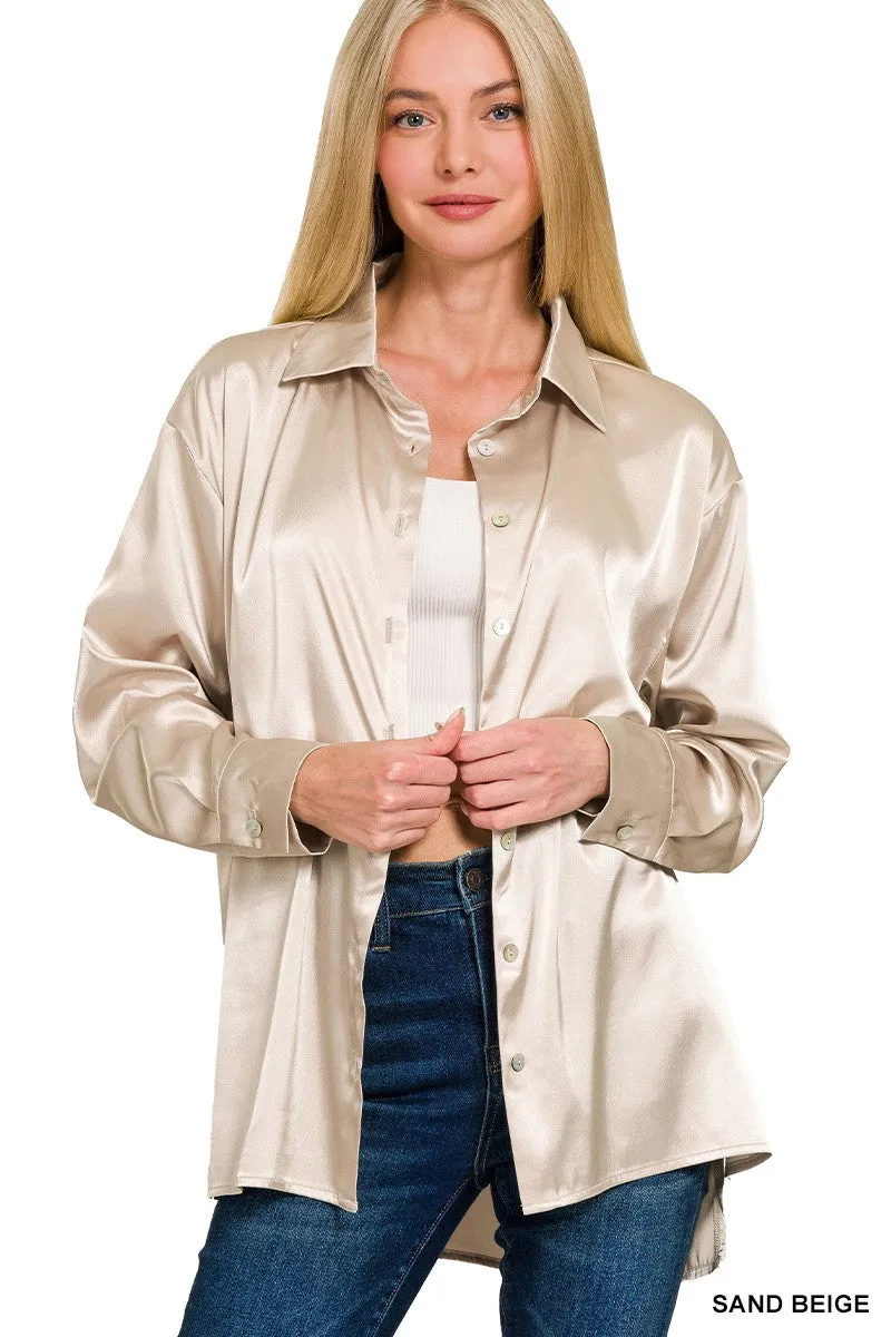Satin Button Down Shirts - Fall