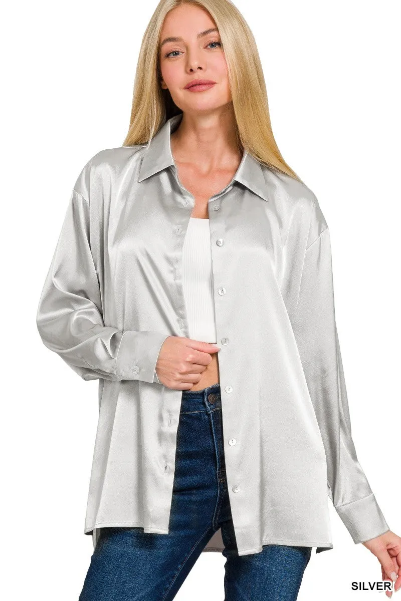 Satin Button Down Shirts - Fall