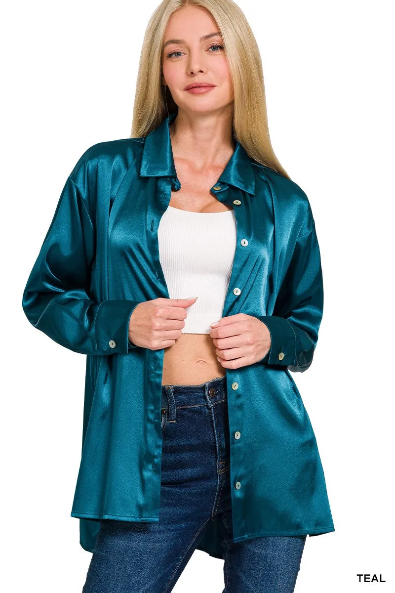 Satin Button Down Shirts - Fall