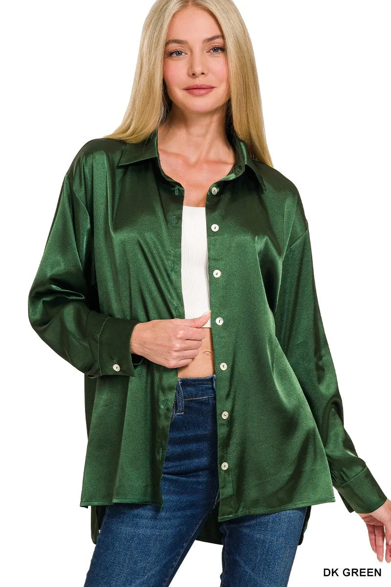 Satin Button Down Shirts - Fall