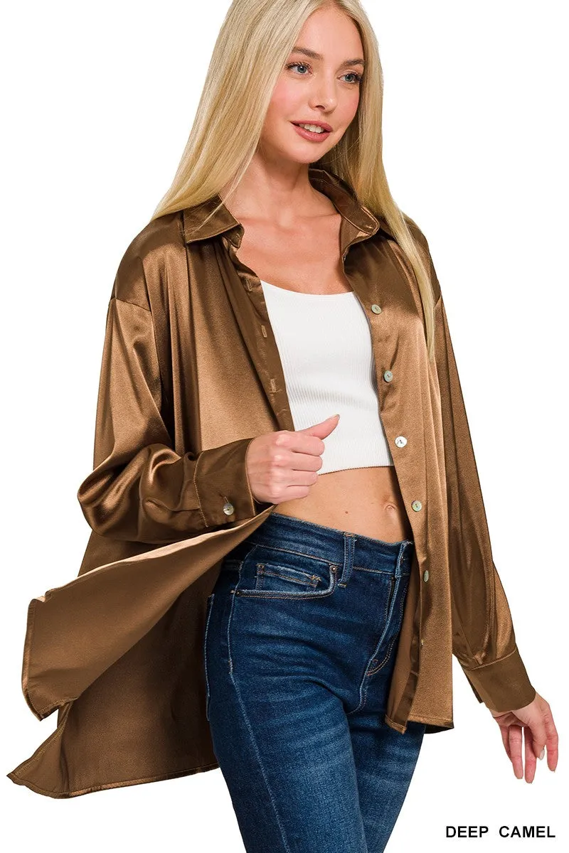 Satin Button Down Shirts - Fall