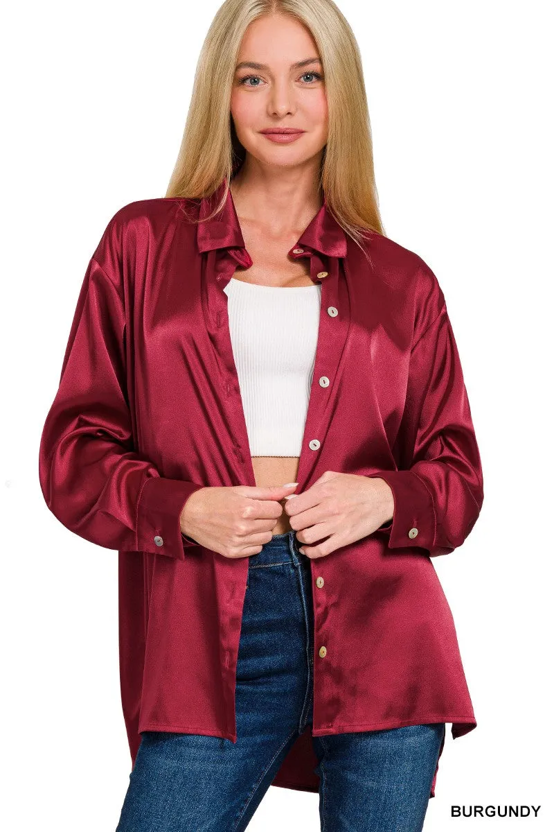 Satin Button Down Shirts - Fall