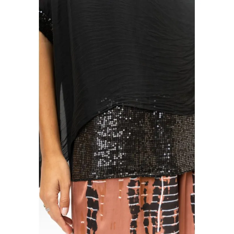 SEQUIN HEM SILK TOP
