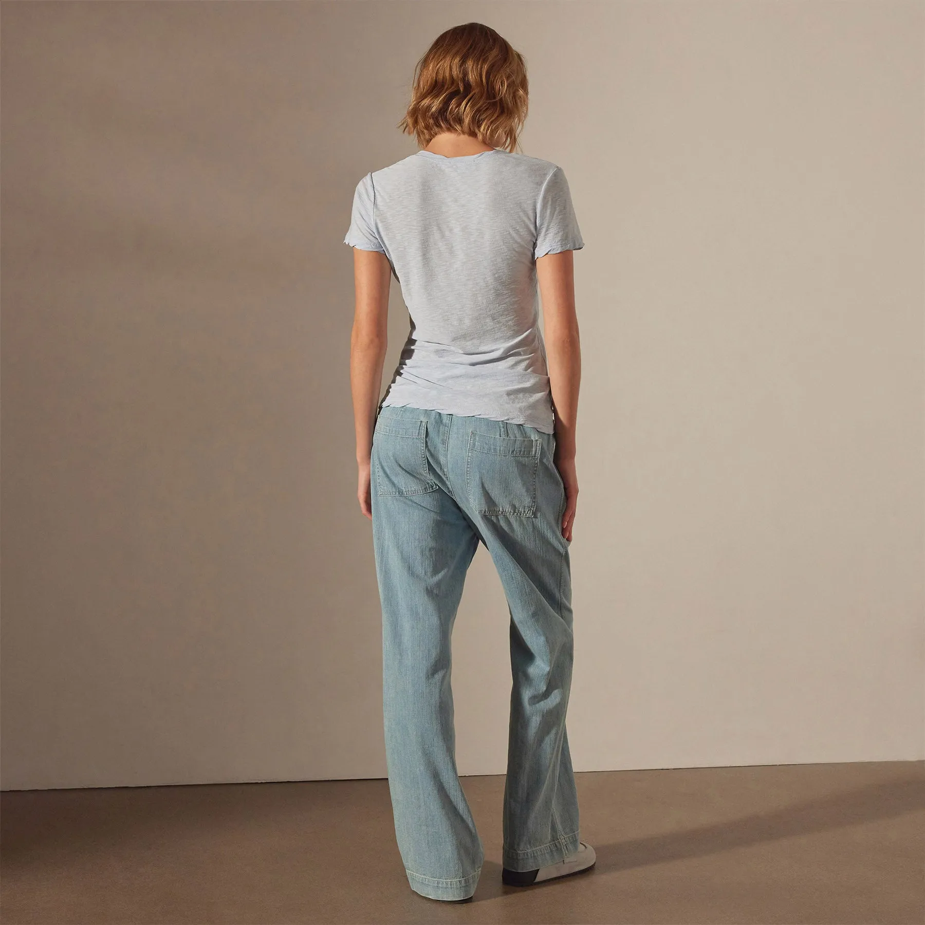 Sheer Slub Casual V Neck - Open Sky