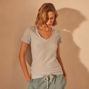 Sheer Slub Casual V Neck - Open Sky