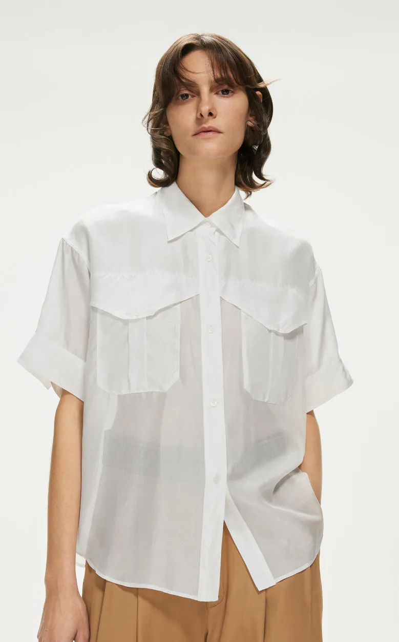 Shirt / JNBY Solid Loose Fit  Silk Shirt(100% mulberry silk)