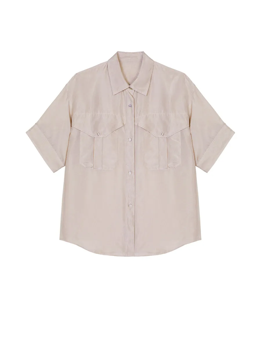Shirt / JNBY Solid Loose Fit  Silk Shirt(100% mulberry silk)