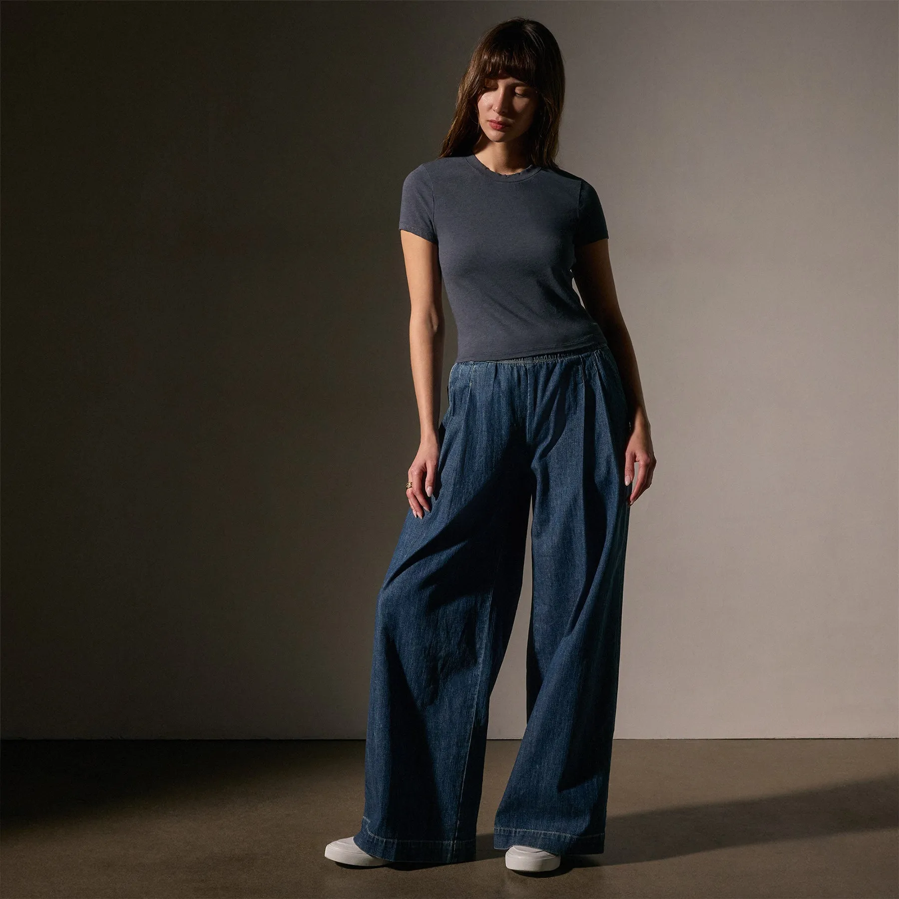 Short Sleeve Cropped Tee - Asphalt