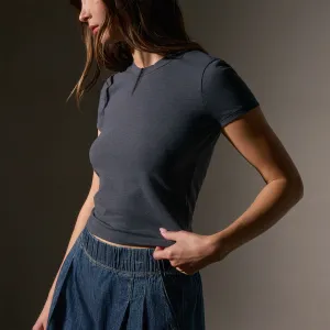Short Sleeve Cropped Tee - Asphalt