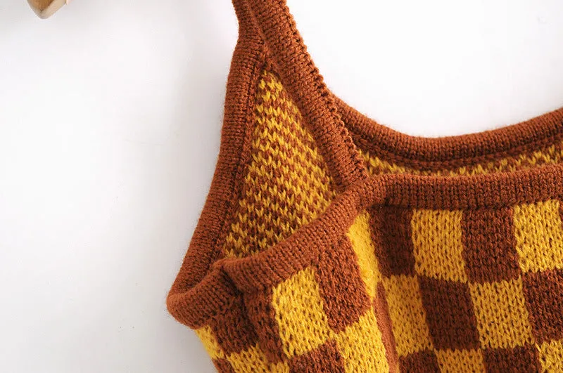 Single-breasted Vest Cardigans Sweaters Outerwear Tank Tops Two-piece Set