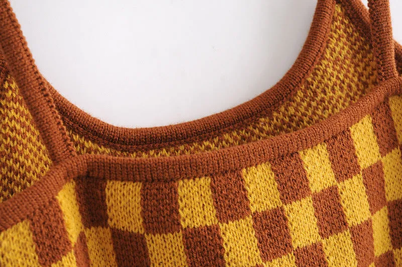 Single-breasted Vest Cardigans Sweaters Outerwear Tank Tops Two-piece Set
