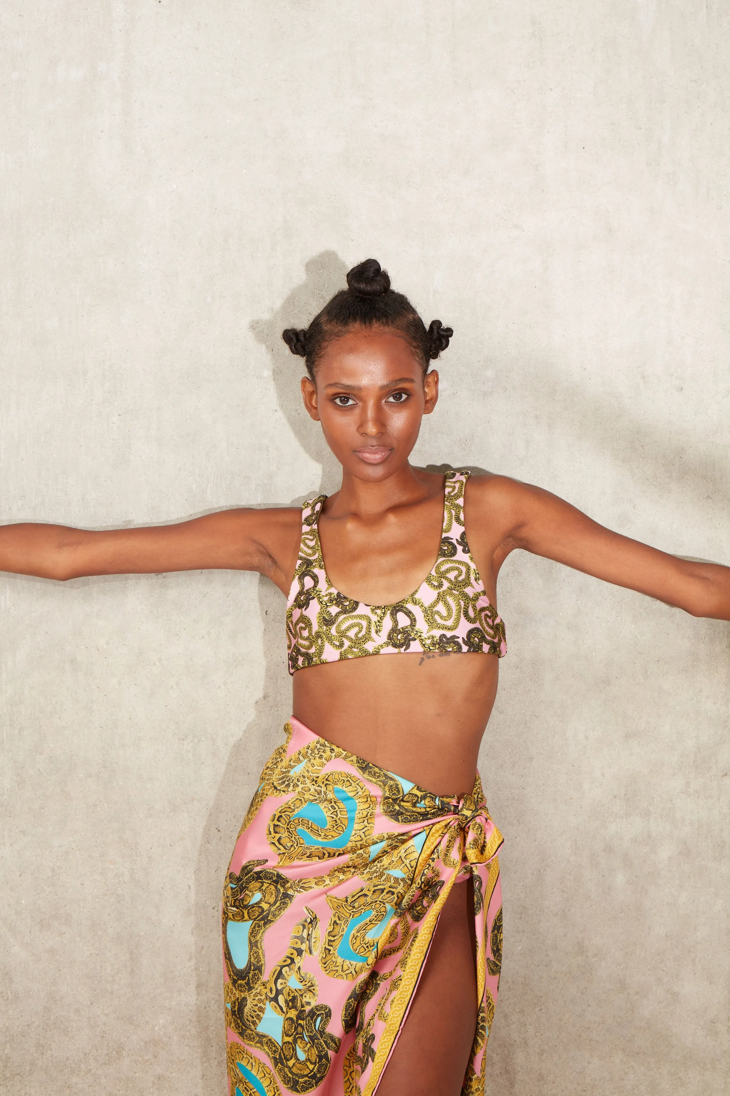 Snake Print Bralette - Bubble Gum