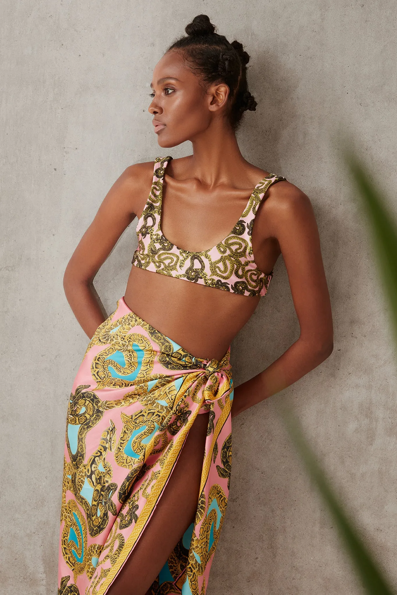 Snake Print Bralette - Bubble Gum