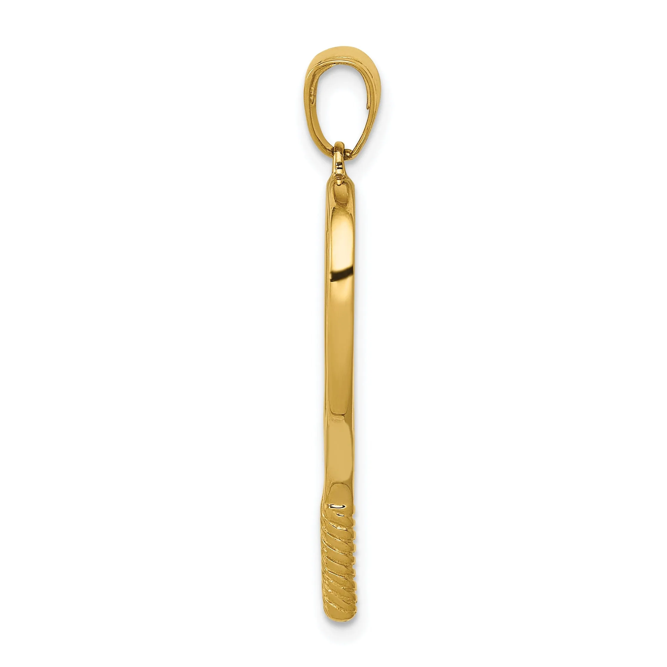 Solid 14 Yellow Gold 3-D Tennis Racquet Pendant