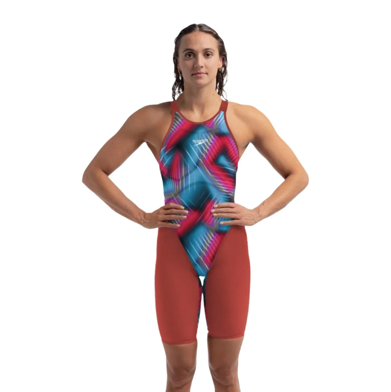 Speedo Women's Fastskin LZR Valor 2.0 Openback Kneeskin | Red/Blue
