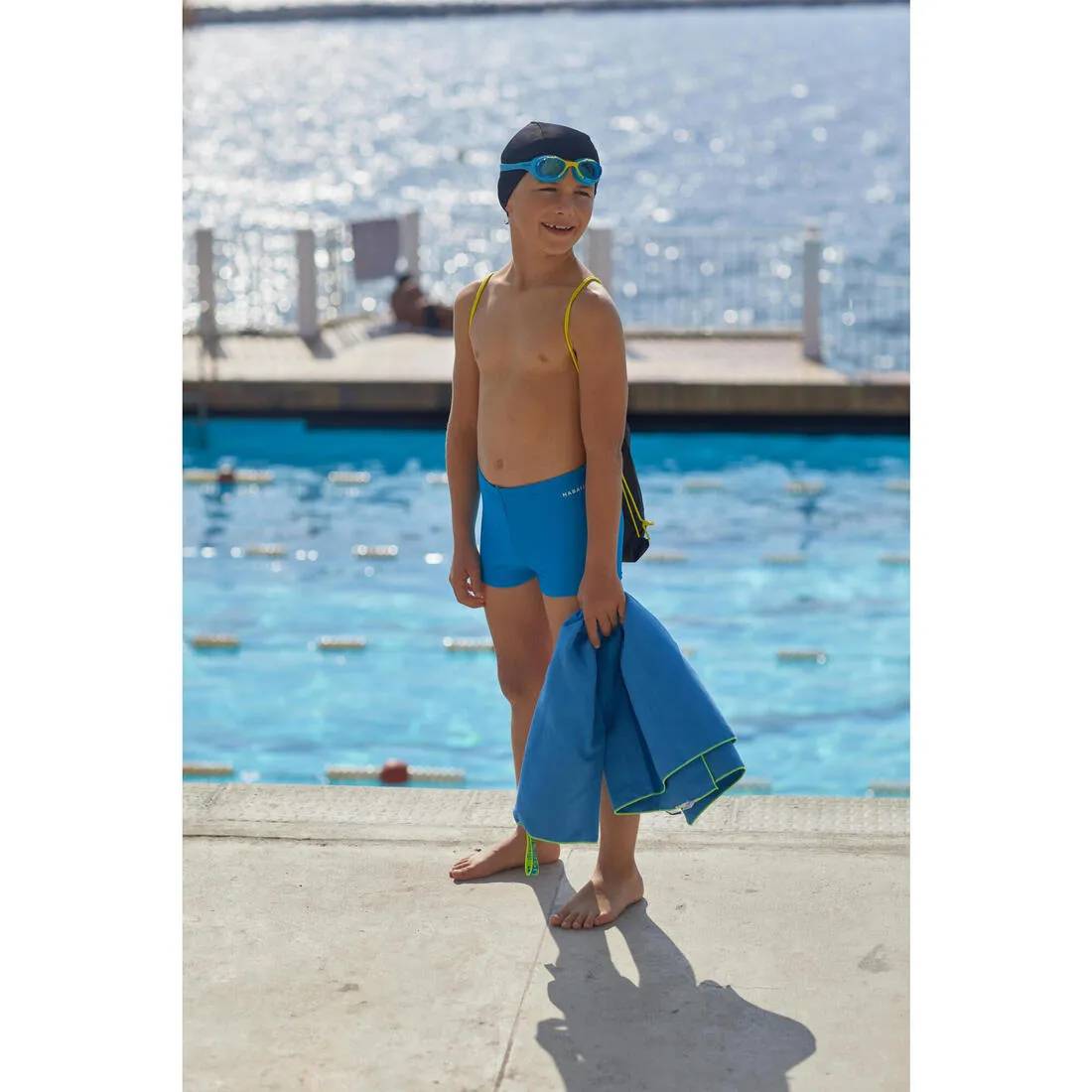 START 100 BOY'S SWIMMING SET - BLUE/NAVY BLUE (BAG, CAP, BOXERS, GOGGLES, TOWEL)