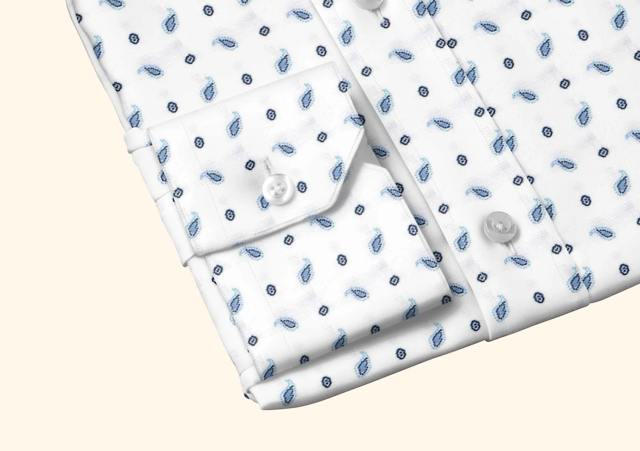 T1 White & Blue Paisley Print Dress Shirt
