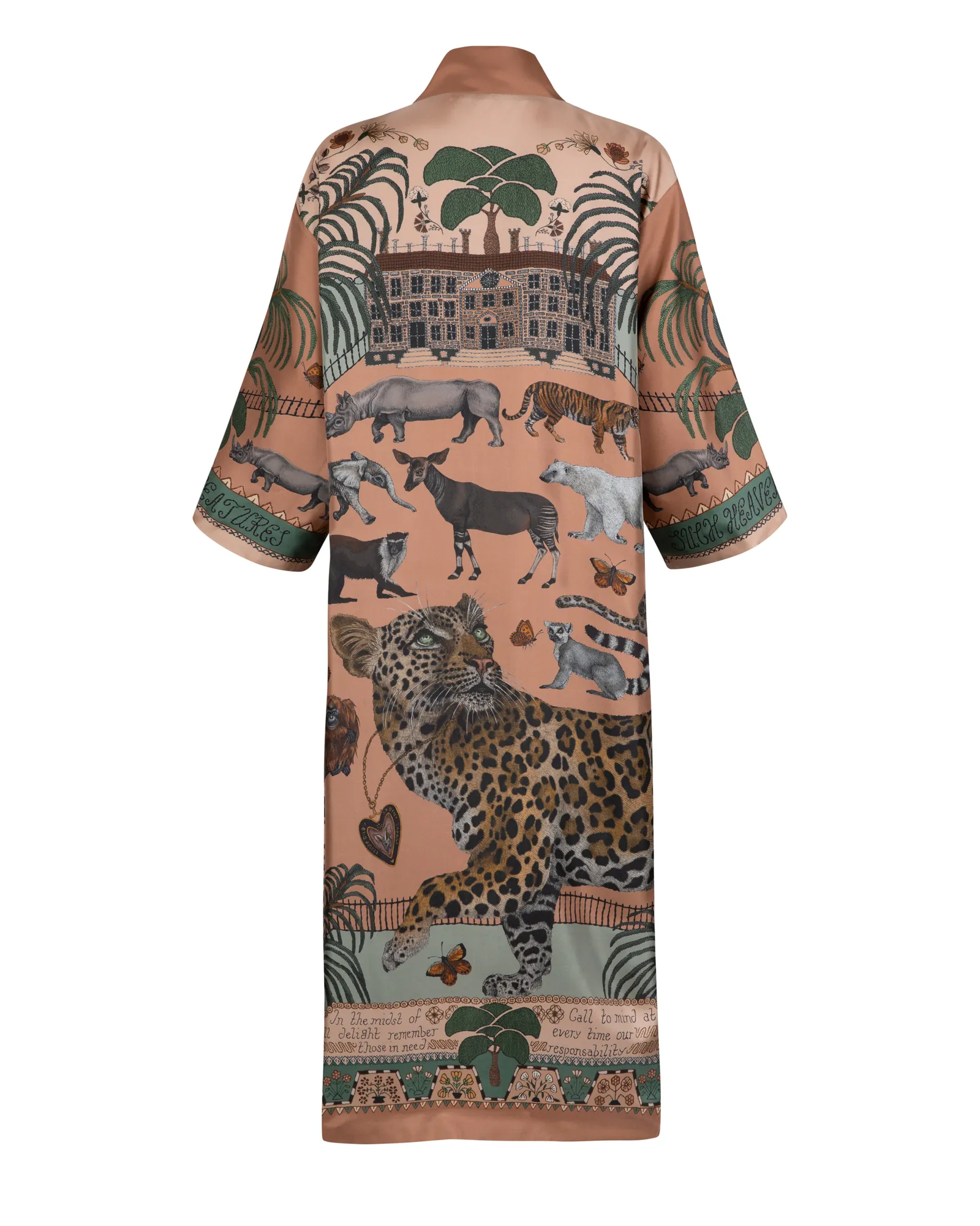 the jaguar's paradise loose robe - peach/sage
