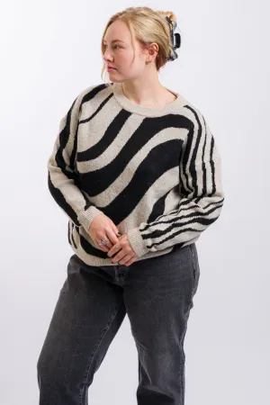 The Workshop Long Sleeve Knit Pullover Sweater - Black/Grey