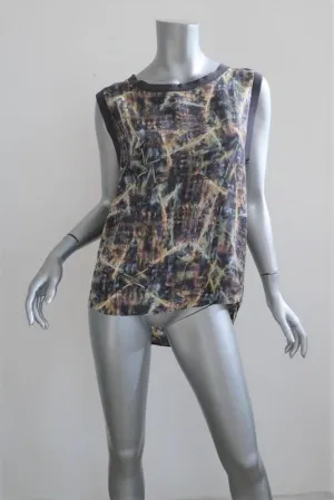 Theyskens' Theory Top Bannu Iflash Printed Silk Size Petite Sleeveless Blouse