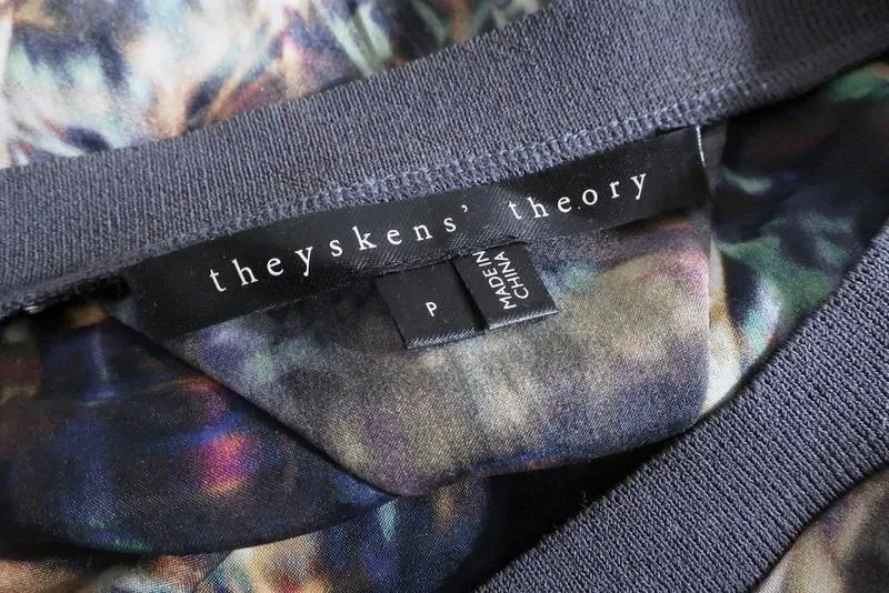 Theyskens' Theory Top Bannu Iflash Printed Silk Size Petite Sleeveless Blouse