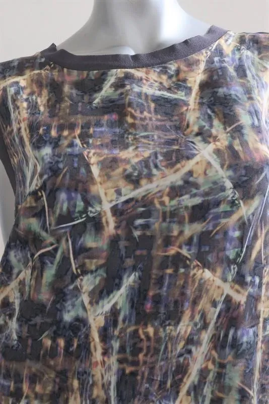 Theyskens' Theory Top Bannu Iflash Printed Silk Size Petite Sleeveless Blouse