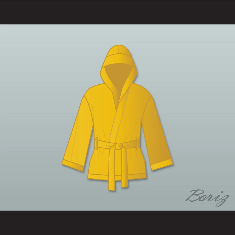 Thomas 'Hitman' Hearns Gold Satin Half Boxing Robe with Hood