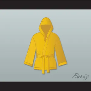 Thomas 'Hitman' Hearns Gold Satin Half Boxing Robe with Hood