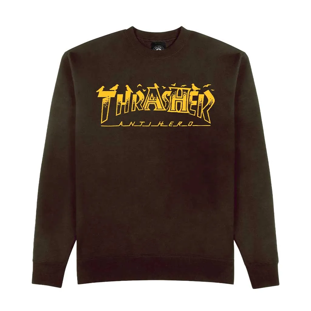 Thrasher x Anti Hero Pigeon Mag Crewneck Dark Chocolate