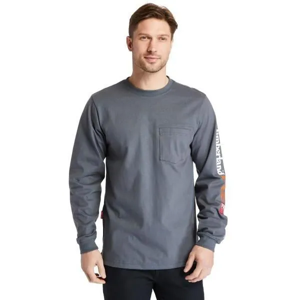 Timberland Pro Men's FR Cotton Core LS W/ Logo Work T-Shirt - Charcoal - TB0A1V8D003