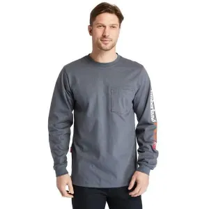 Timberland Pro Men's FR Cotton Core LS W/ Logo Work T-Shirt - Charcoal - TB0A1V8D003