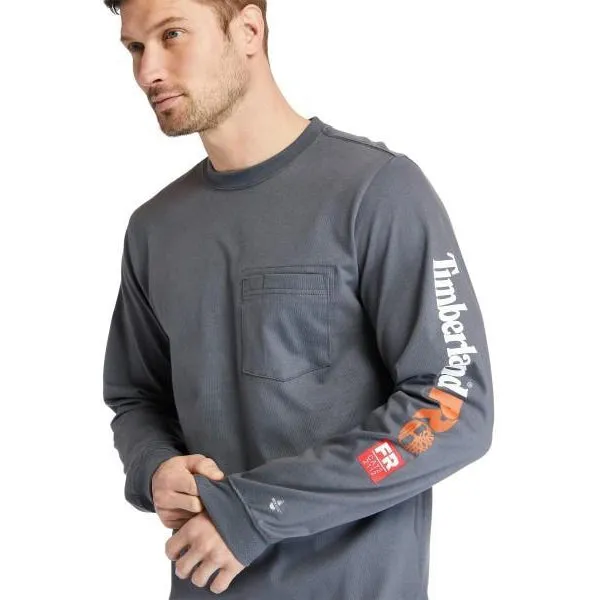 Timberland Pro Men's FR Cotton Core LS W/ Logo Work T-Shirt - Charcoal - TB0A1V8D003