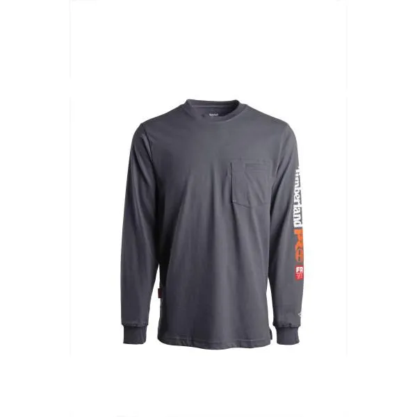 Timberland Pro Men's FR Cotton Core LS W/ Logo Work T-Shirt - Charcoal - TB0A1V8D003
