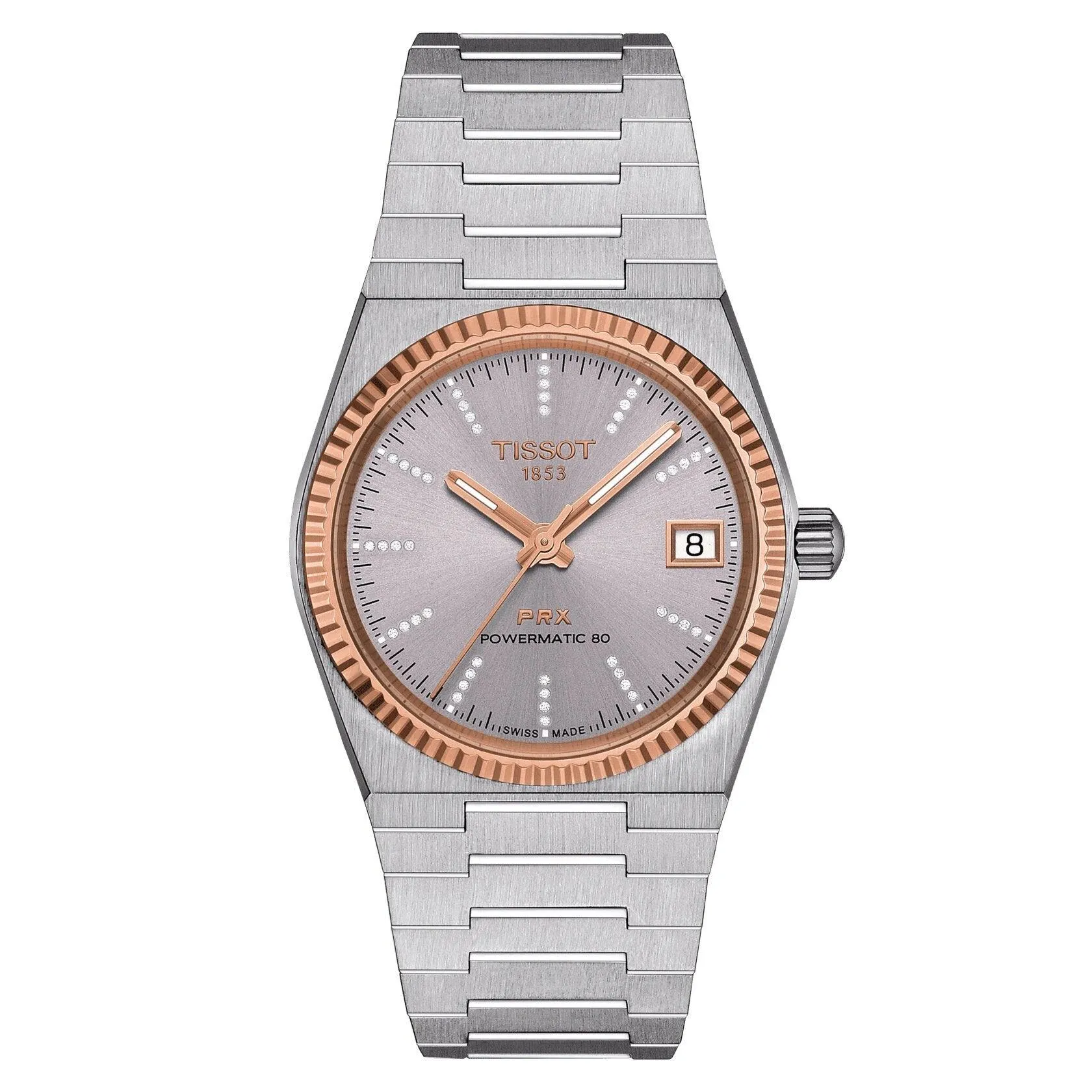 Tissot PRX 35mm Powermatic 80 Steel And 18K Gold Bezel Automatic Women's Watch T9312074133600