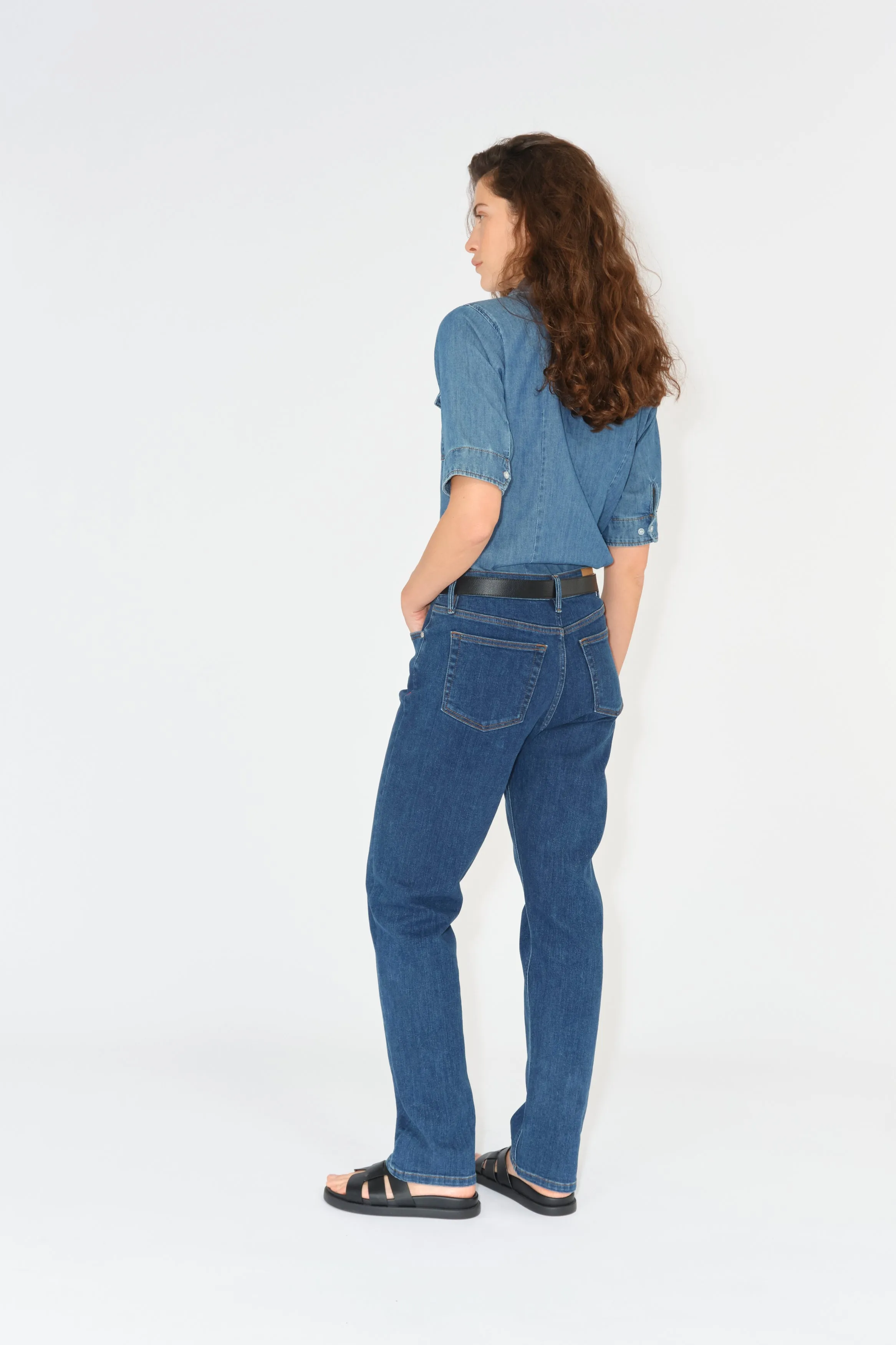 TRW-Amber 70's Shirt Mid Blue Denim - Denim Blue