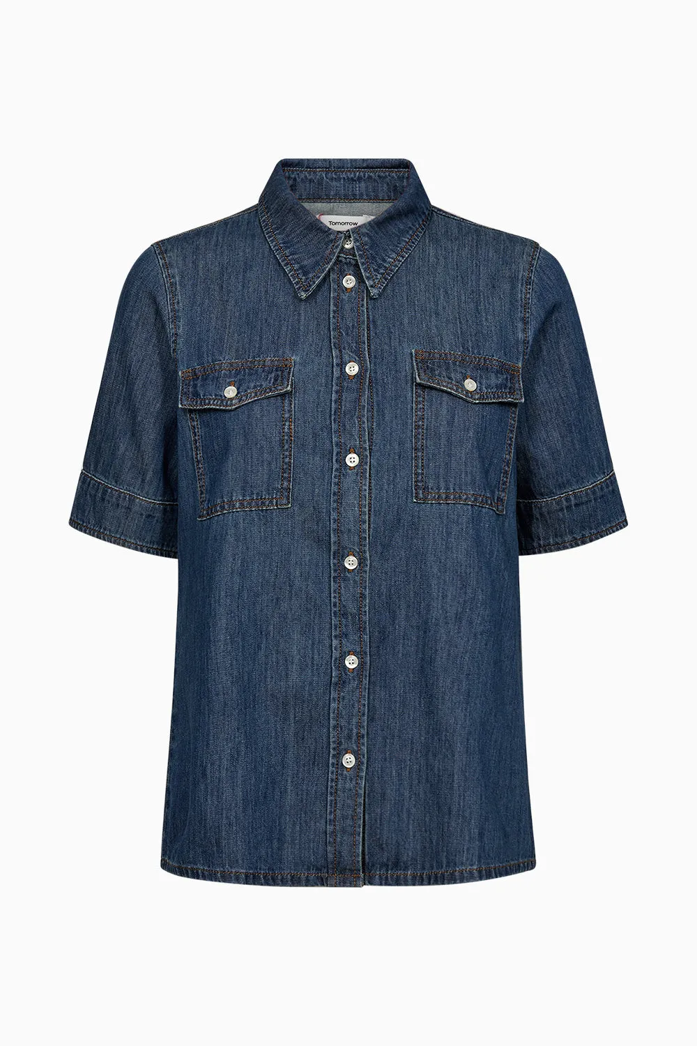 TRW-Amber 70's Shirt Mid Blue Denim - Denim Blue
