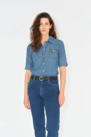 TRW-Amber 70's Shirt Mid Blue Denim - Denim Blue