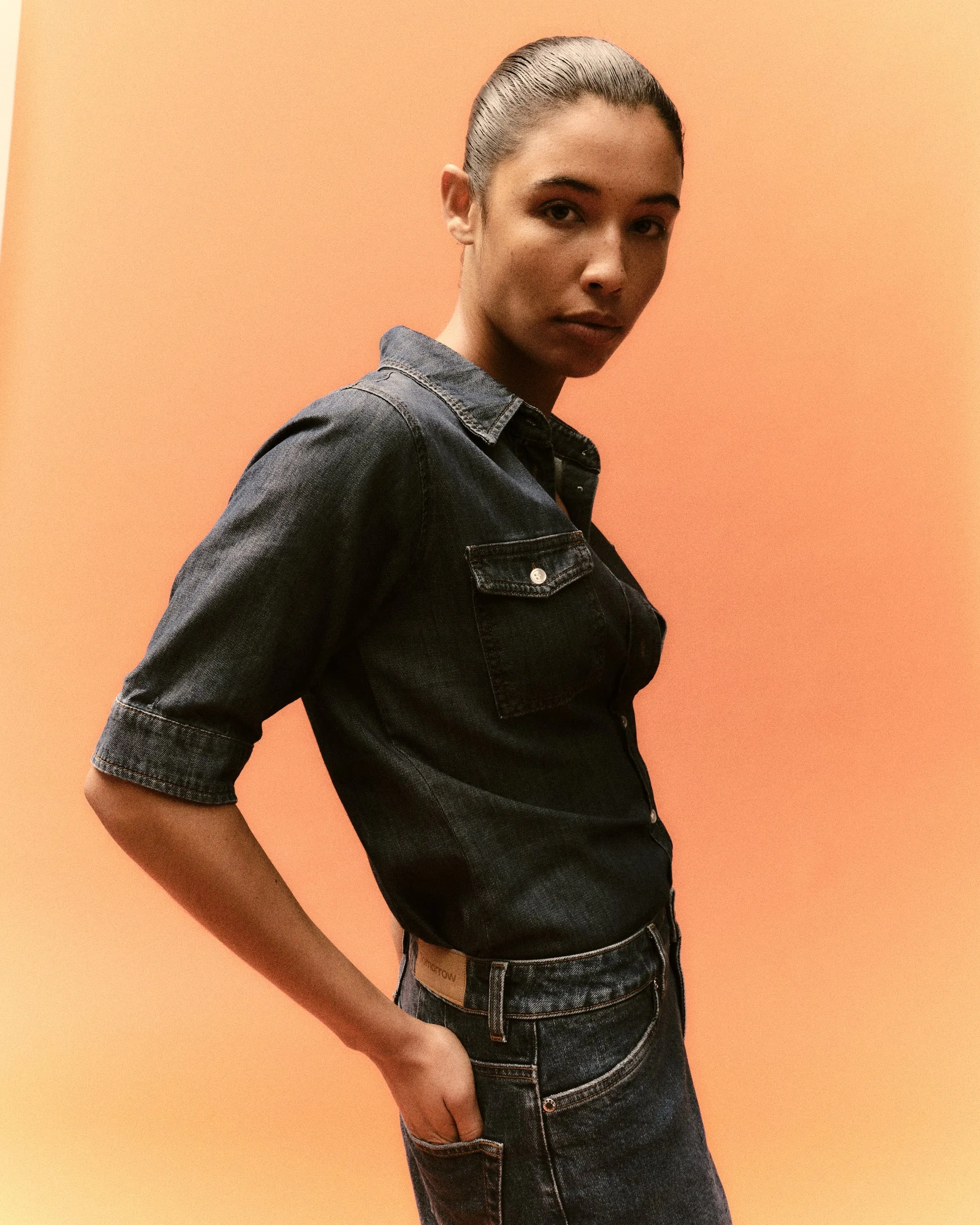 TRW-Amber 70's Shirt Mid Blue Denim - Denim Blue