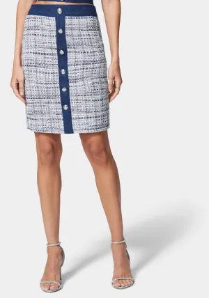 Tweed & Denim Tailored Skirt