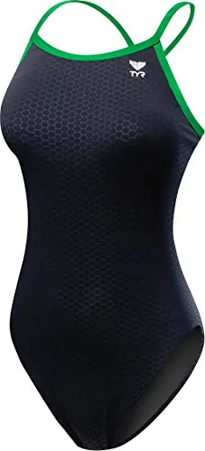 TYR Women's Hexa Diamondfit Swimsuit, Black/Green, 38